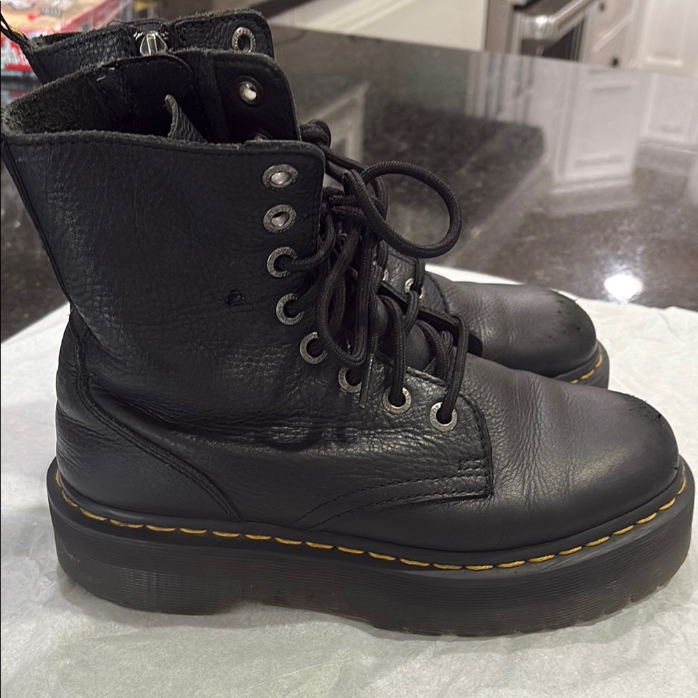 Dr. Martens Black Combat Moto Boots with side zipper